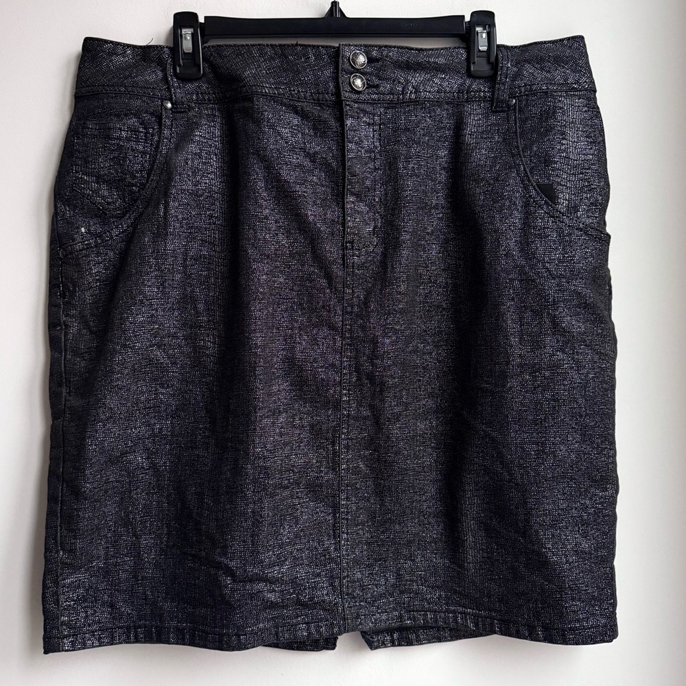 Lane Bryant Black Metallic Mini Skirt Plus 18